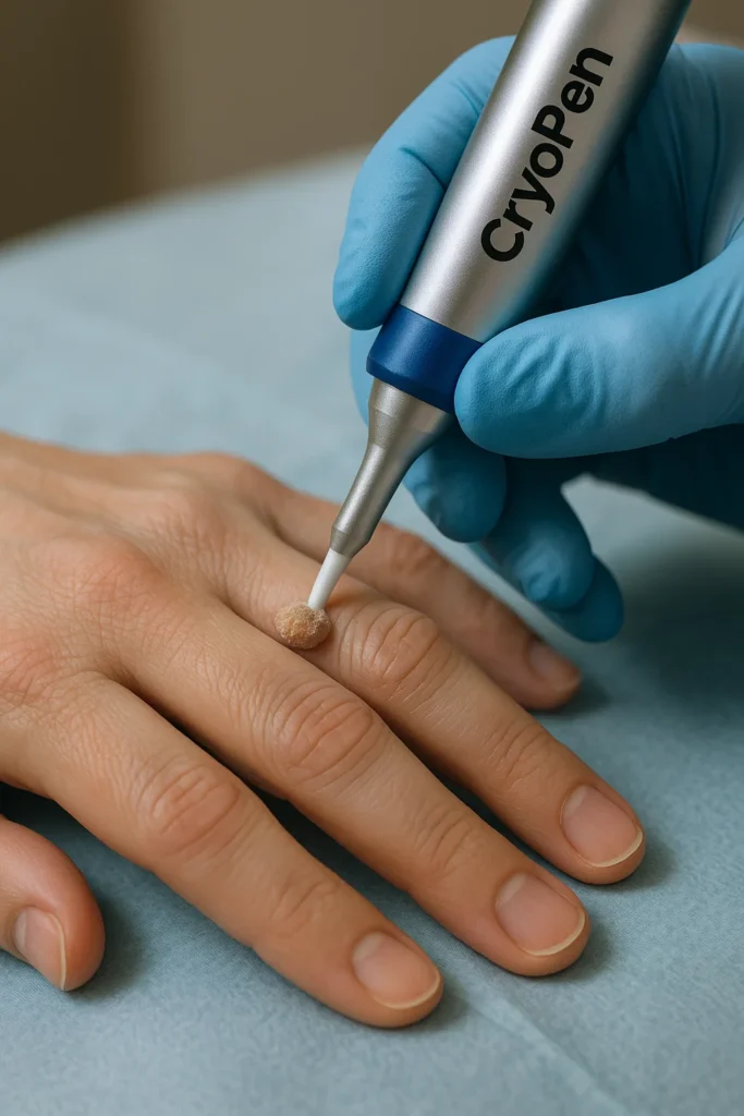 example of cryopen wart removal Shepherd's Bush treatment on a persons finger