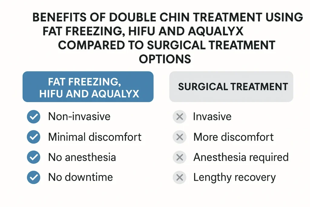 Graphic about the benefits of double chin treatment Shepherd's Bush - from LA LIPO