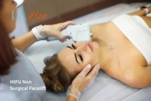 Woman having Hi-Fu to reduce wrinkles Shepherd's Bush.