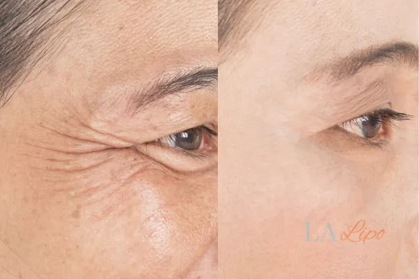 Before and after results of woman - HI-fu wrinkles reduction treatment Shepherd's Bush