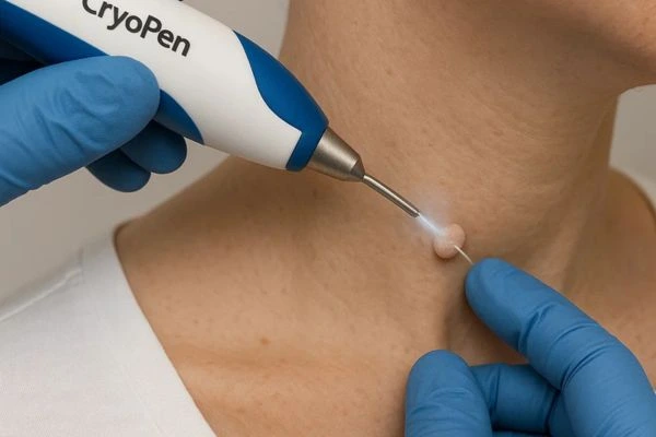 Person receiving Cryotherapy skin tag removal Shepherd's Bush